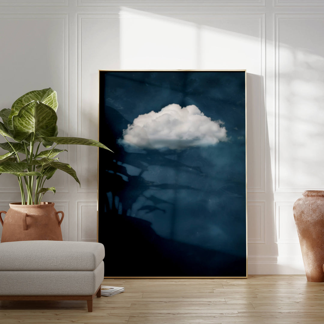 Deep Blue Cloud Print Wall Art Moncasso