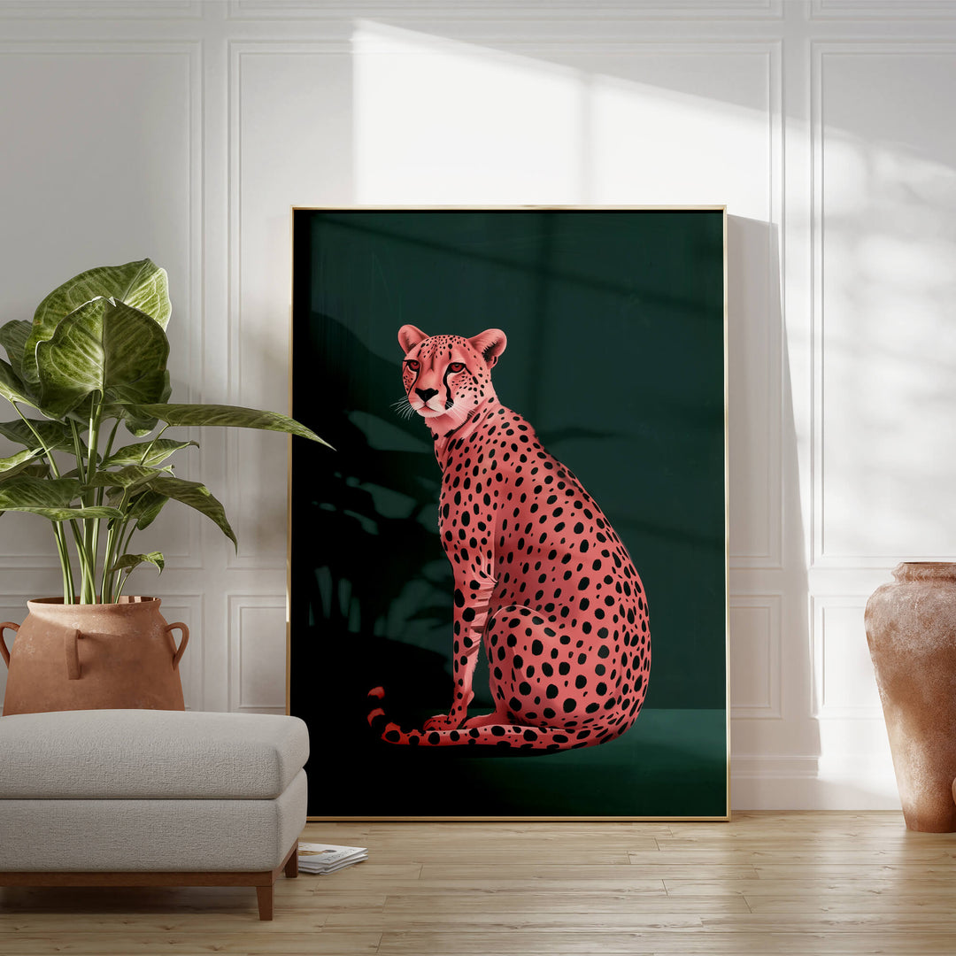 Pink Cheetah No2 Print Wall Art Moncasso