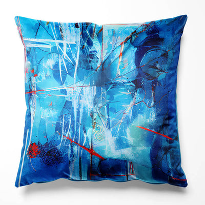 Blue Abstract No4 Cushion Cushion Moncasso