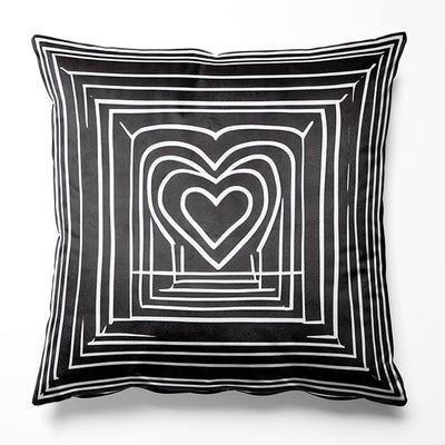 Modern Lined Heart Cushion Cushion Moncasso