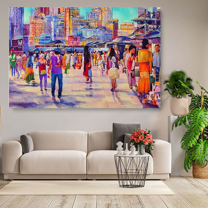 Cityscape Wall Art Large Canvas Print Of Old Market | Old Town Market ...