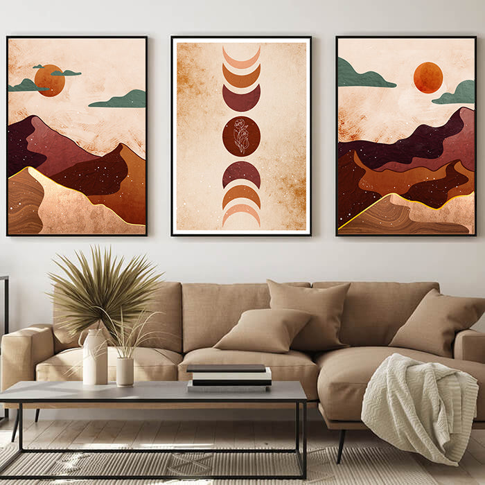 Desert Dusk Set of 3 Prints Wall Art Moncasso