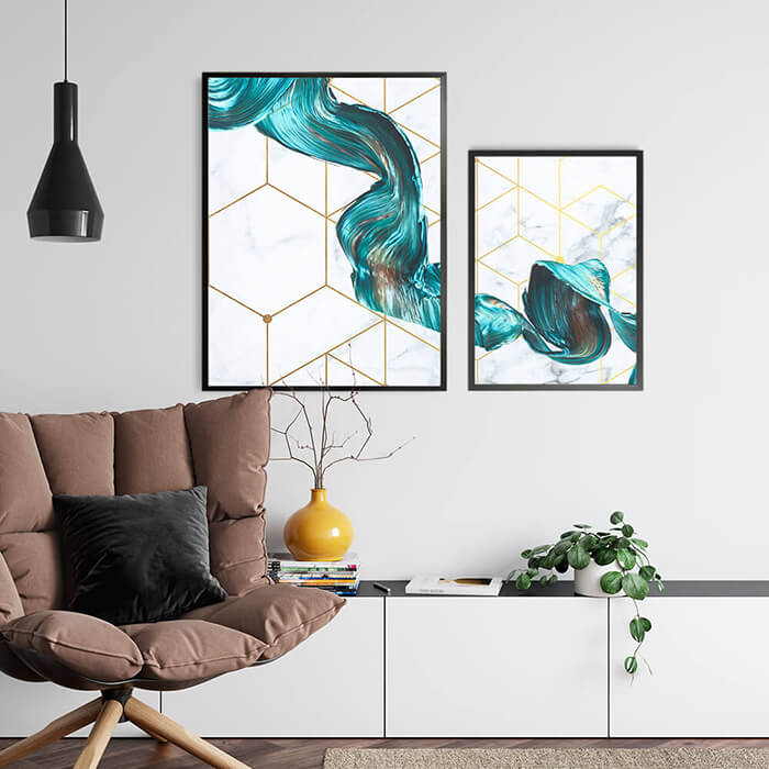 Geometric Flow Set of 3 Prints Wall Art Moncasso