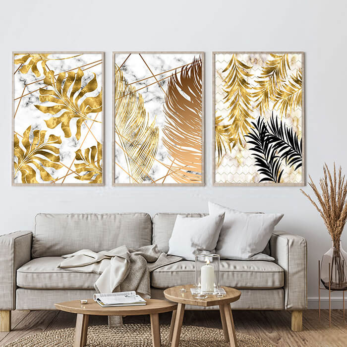 Golden Forest No2 Set of 3 Prints Wall Art Moncasso