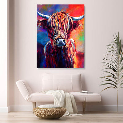 Watercolour Highland Cow Print Wall Art Moncasso