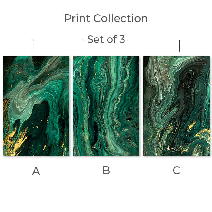Marble Green Set of 3 Prints Wall Art Moncasso