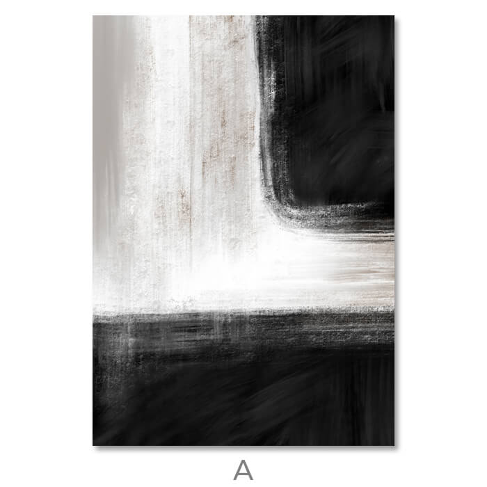 Abstract Wall Art Set of 3 Black and White Large Canvas Prints for ...