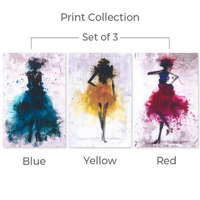 Splashed Dress Set of 3 Prints Wall Art Moncasso