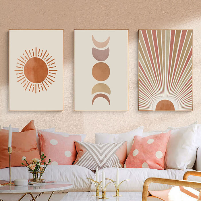 Sun and Moon Set of 3 Prints Wall Art Moncasso