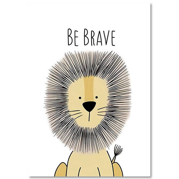 Be Brave Lion Print Wall Art Moncasso