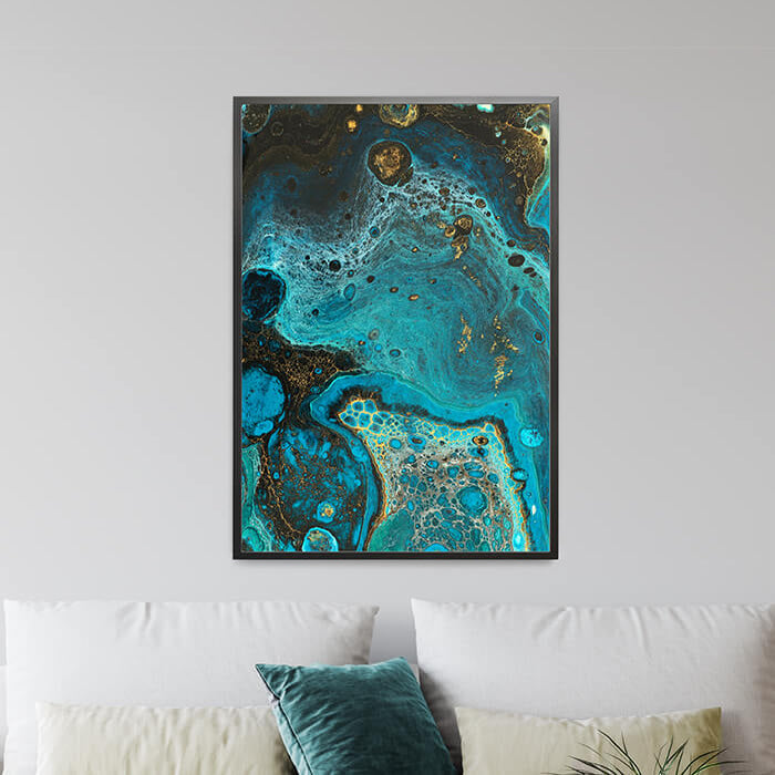 Abstract Wall Art Blue Large Canvas Prints for Living Room | Ocean ...