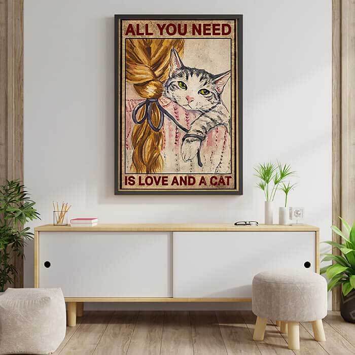 Love and Cat Print Wall Art Moncasso