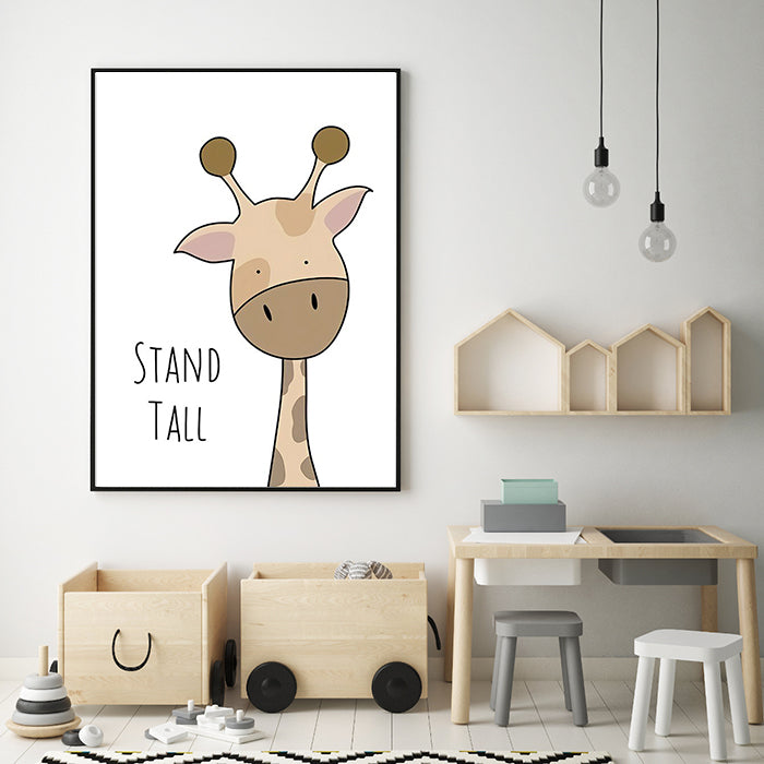 Stand Tall Giraffe Print Wall Art Moncasso